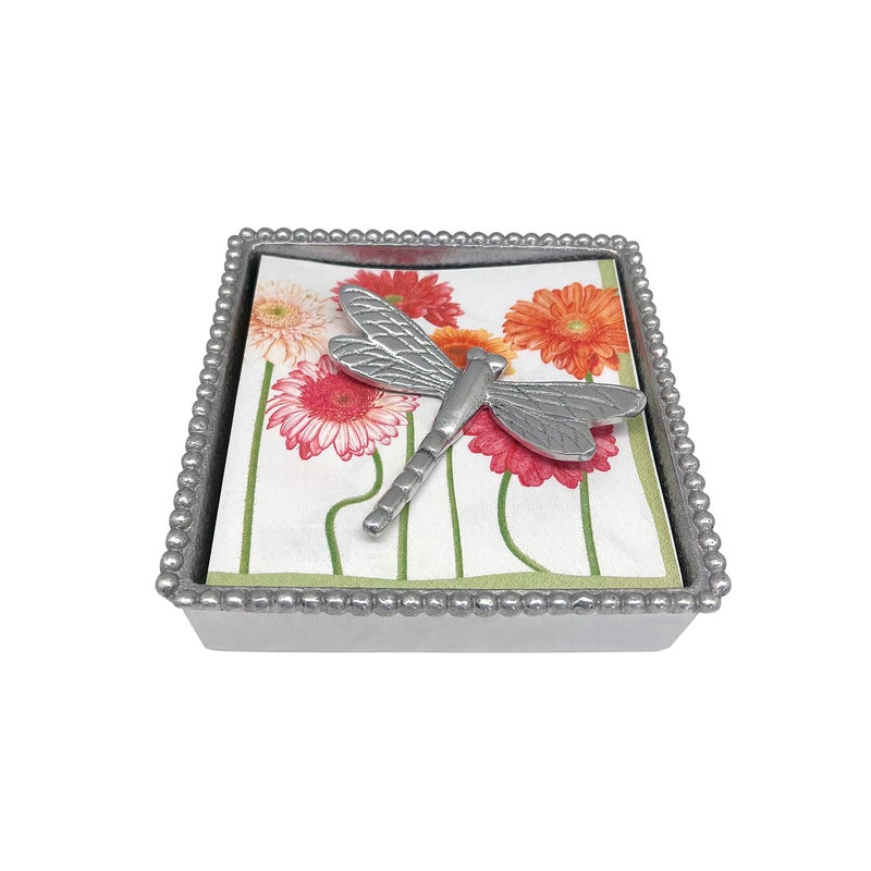 Mariposa Dragonfly Beaded Napkin Box - Image 1